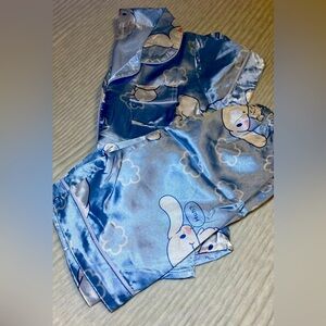 Cinnamoroll Silk-Inspired Button down shirt and shorts pajamas